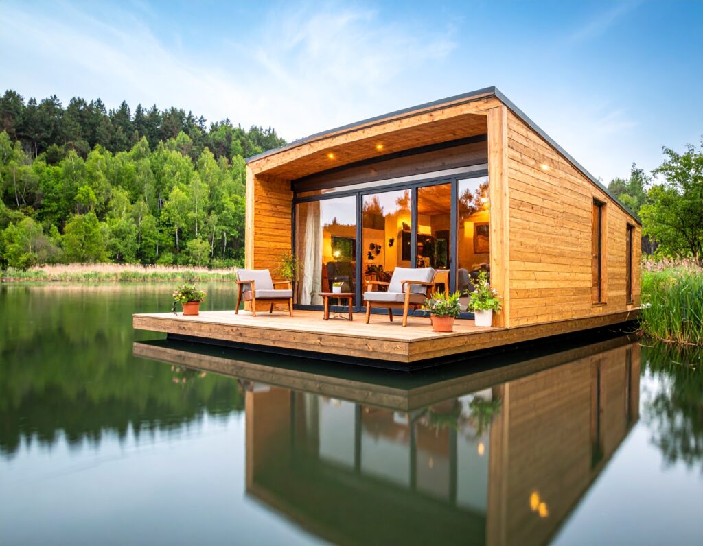 cabane flottante en bois