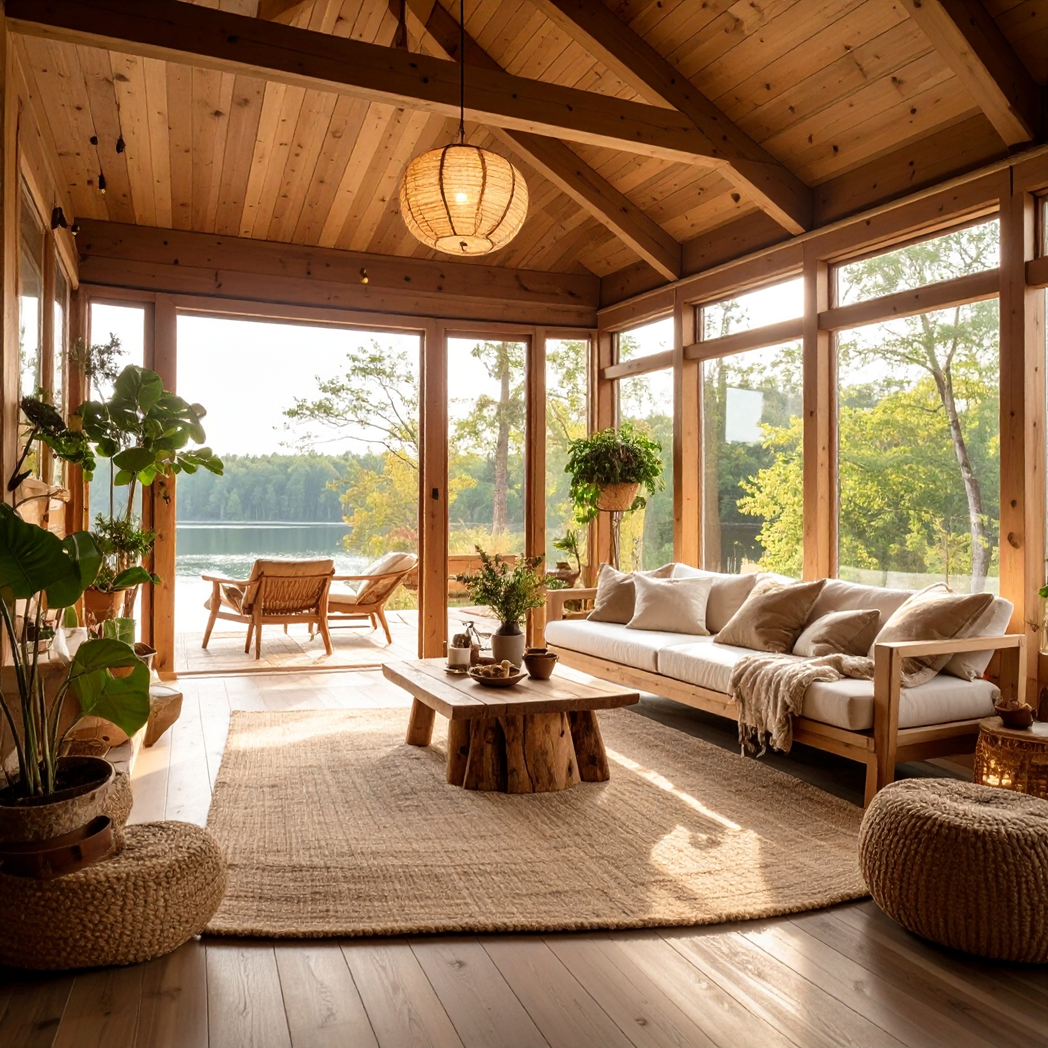 salon en bois avec terasse